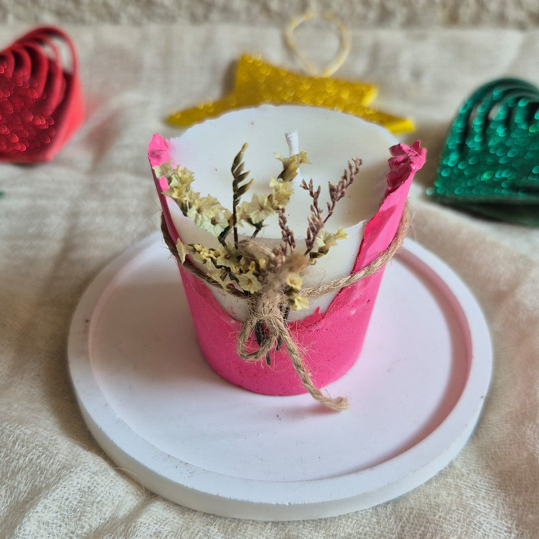 Handmade Cement And Soy Wax Lavendar Scented Candle