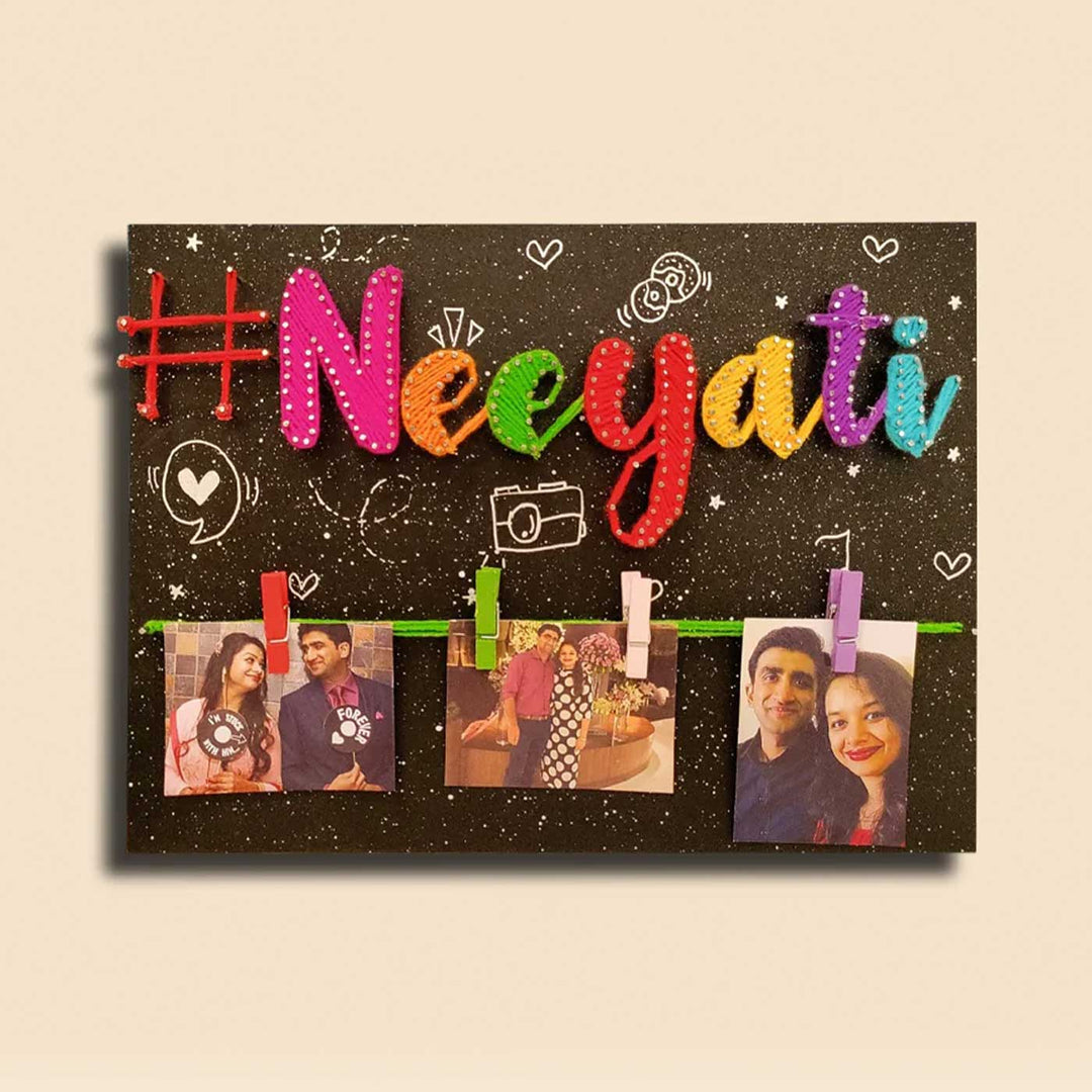 Photo Personalized String Art Hashtag Wooden Name Plate