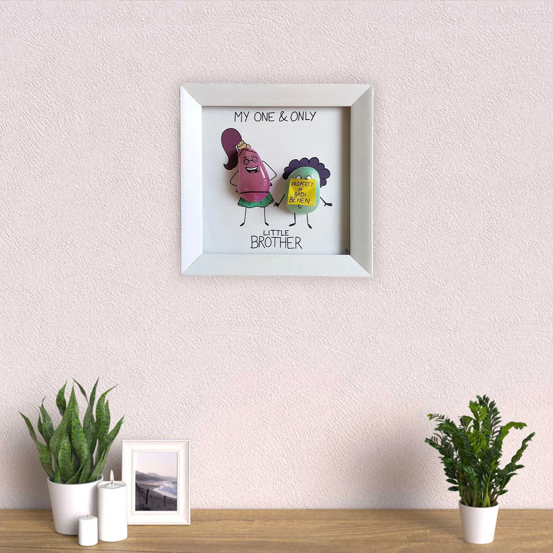 Personalized Pebble Art "Property of Badi Behen" Wooden Decorative Plaque For Siblings
