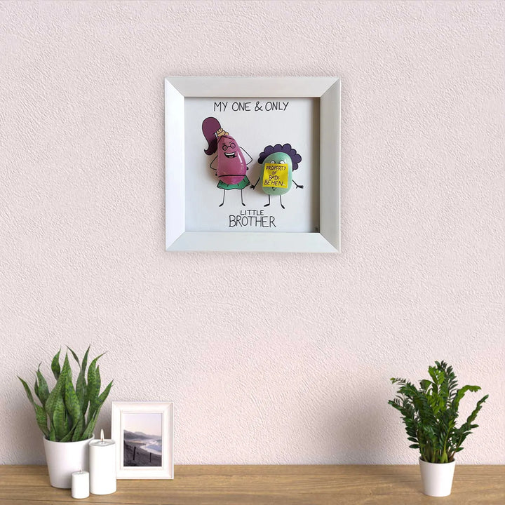 Personalized Pebble Art "Property of Badi Behen" Wooden Decorative Plaque For Siblings