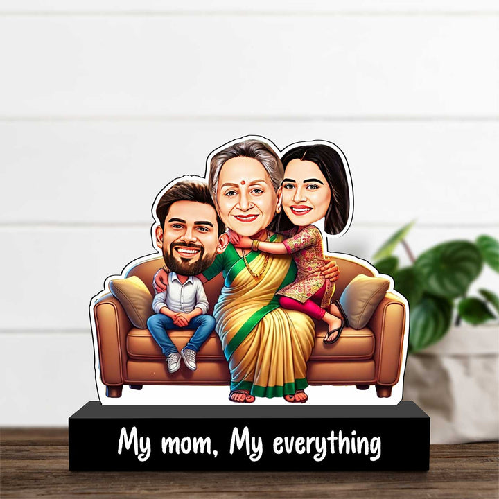 Photo Personalized "My Mom, My Everything" MDF Wood Caricature Cutout For Mothers
