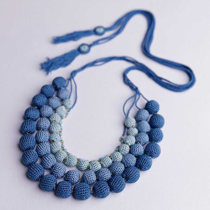 Handmade Crochet Indigo Ombre Aadya Necklace