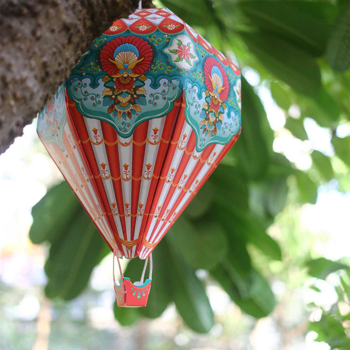 Handmade Printed Small Red Hot Air Balloon Design DIY Lampshade