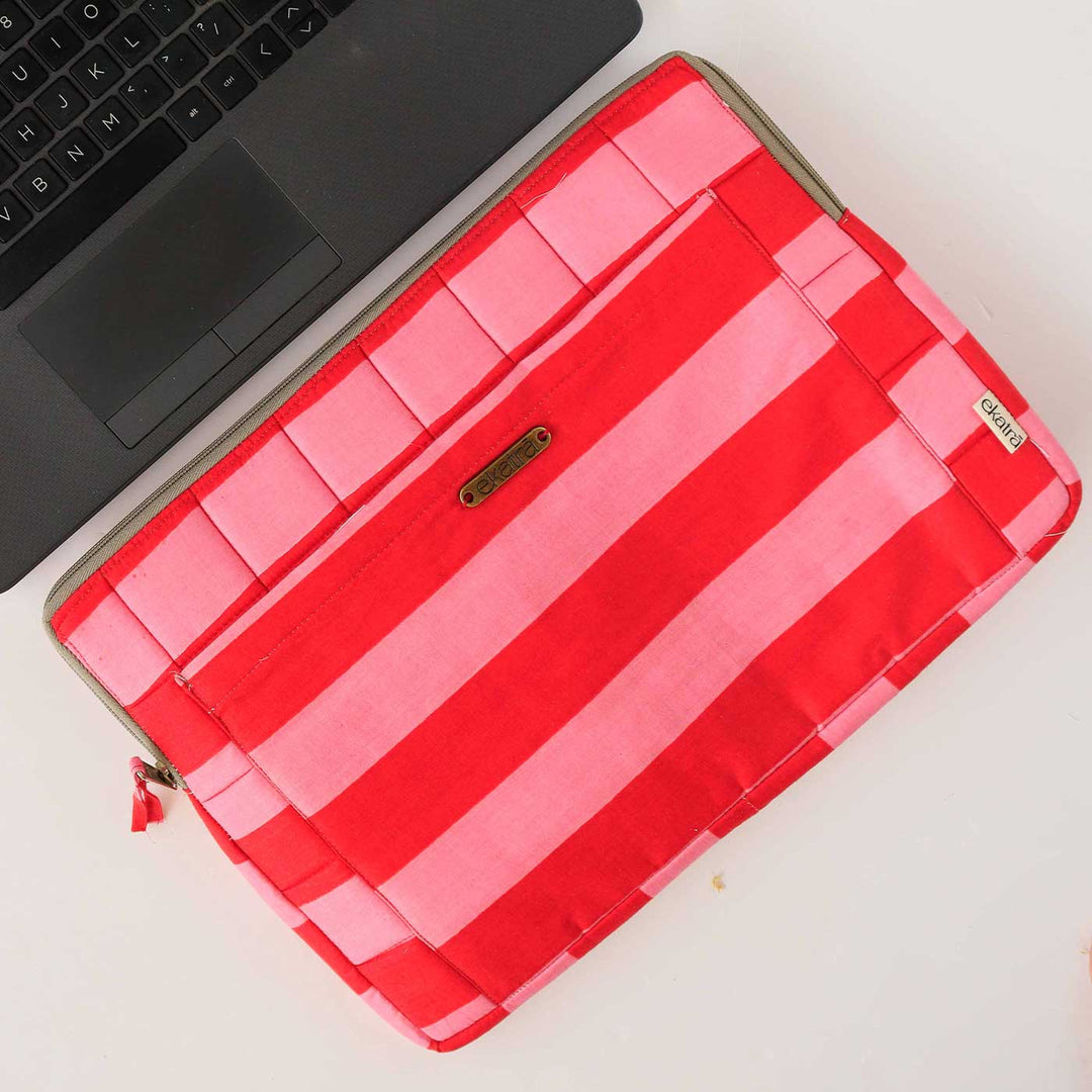 Handmade Sustainable Bubble Gum Stripe Laptop Sleeve