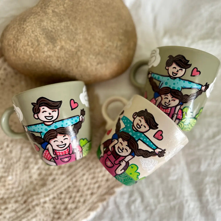 Photo Personalized Hand-Painted Pop Art Illustrated Caricature Rakhi Hamper | Includes 1 Mug, 1 Rakhi