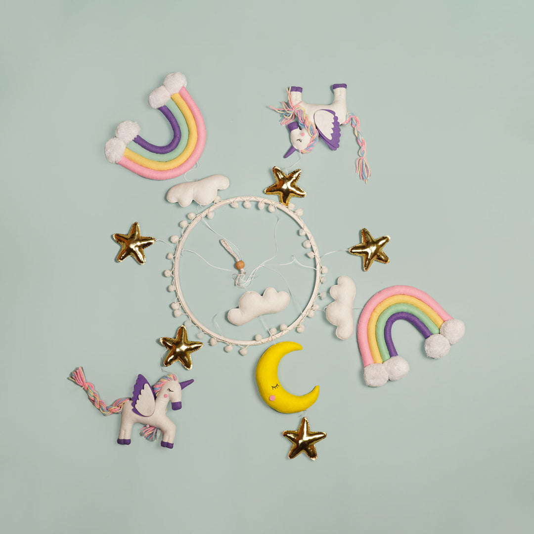 Handcrafted Kid's Unicorn & Rainbow Themed Crib and Cot Mobile