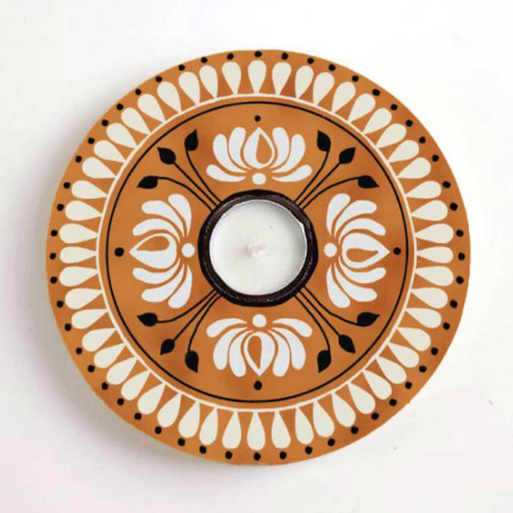 Hand-Painted Solaya Wooden Tealight Holder