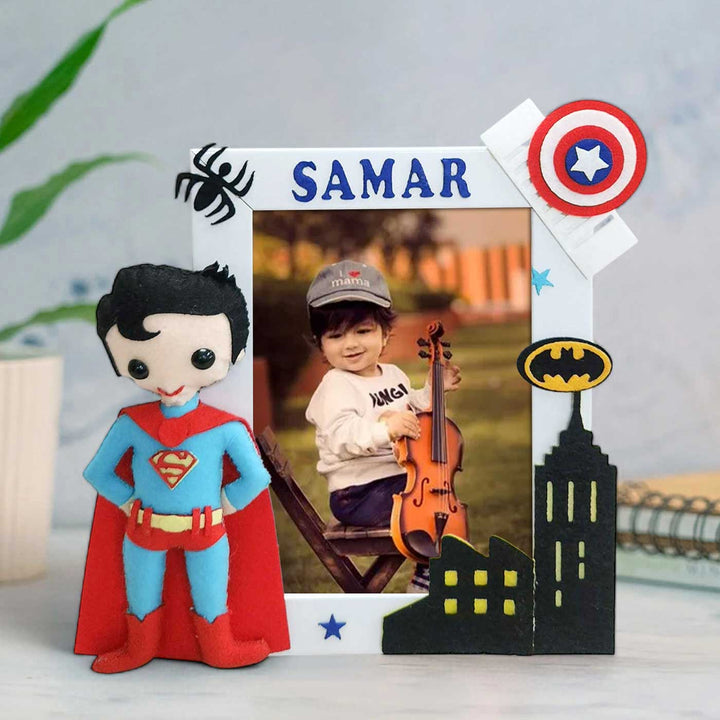 Personalized Superman Superhero Theme Felt Photo Frame
