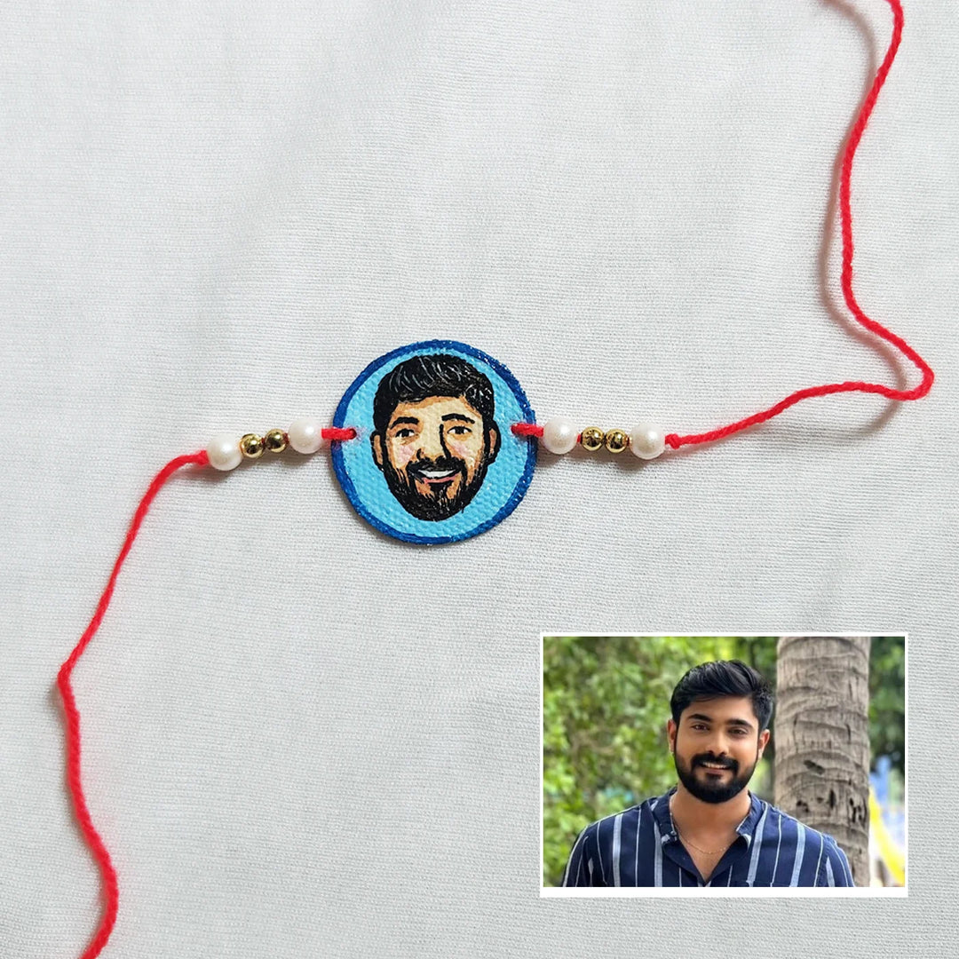 Photo Personalized Hand-Painted Round Caricature Rakhi