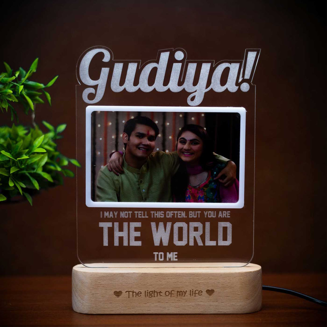 Photo Personalized Engraved Gudiya Theme Acrylic Table Lamp