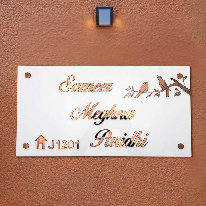 Personalized Rectangle Birds Theme Acrylic Name Plate