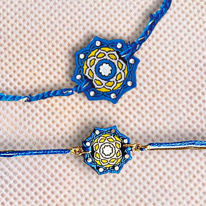 Handmade Blue Jaipuri Ghungroo And Shell Beads Wooden Lumba Rakhi For Bhabhi With Roli Chawal - Comparison with Similar Pendant