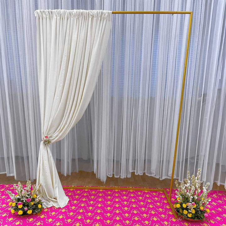 Reusable Off-White Butter Crepe Backdrop Drape, Ready-to-Hang for Pooja & Photoshoot Decor