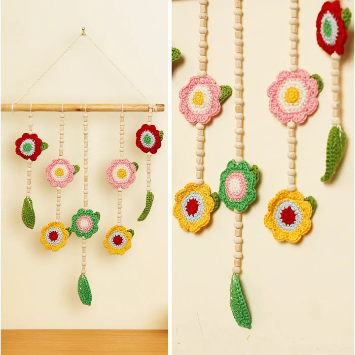 Handmade Beaded Multicolor Floral Crochet Hanging