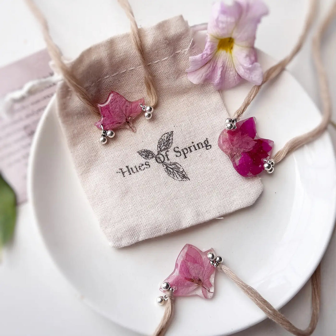 Handmade Preserved Flower Saheli Floral Resin Rakhi With Roli Chawal