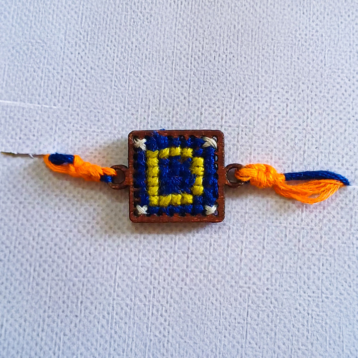 Personalized Handmade Letter Wooden Rakhi With Roli Chawal For Brother