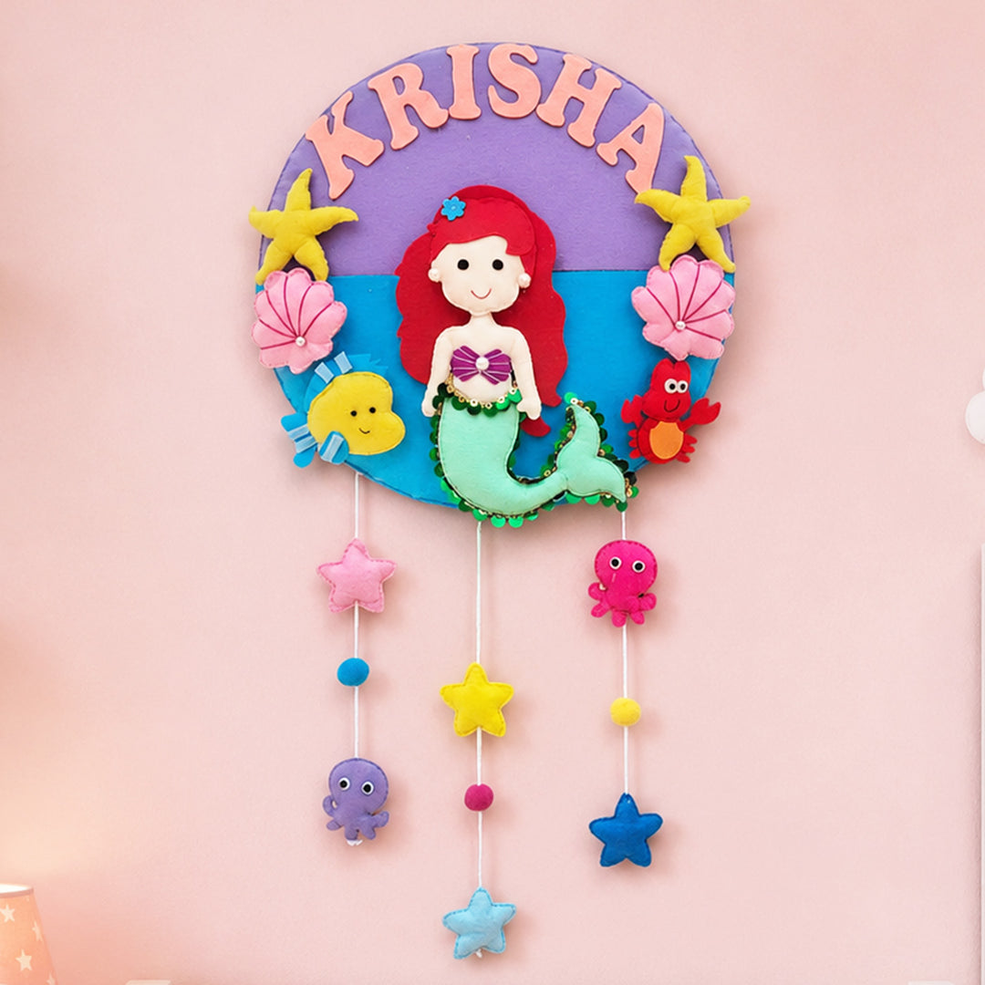 Personalised Little Mermaid Kids Felt Name Plate