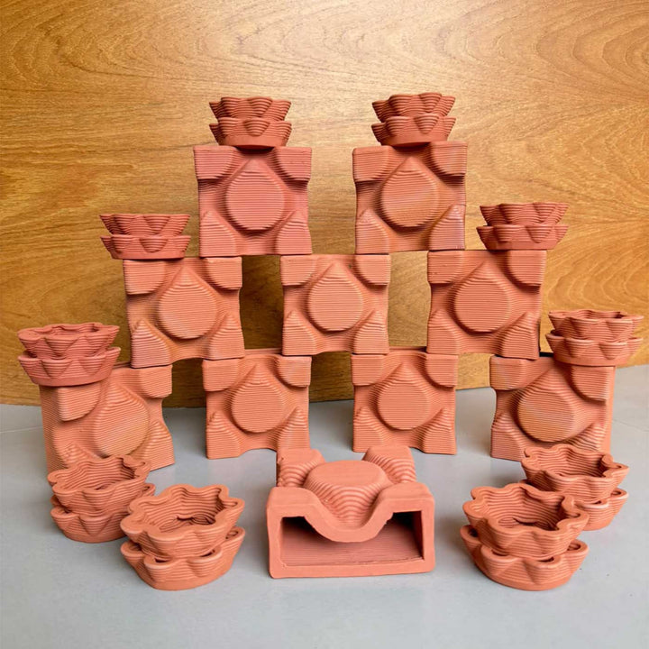 3D Printed Terracotta Tealight Diya With Base Stand For Festive Decor