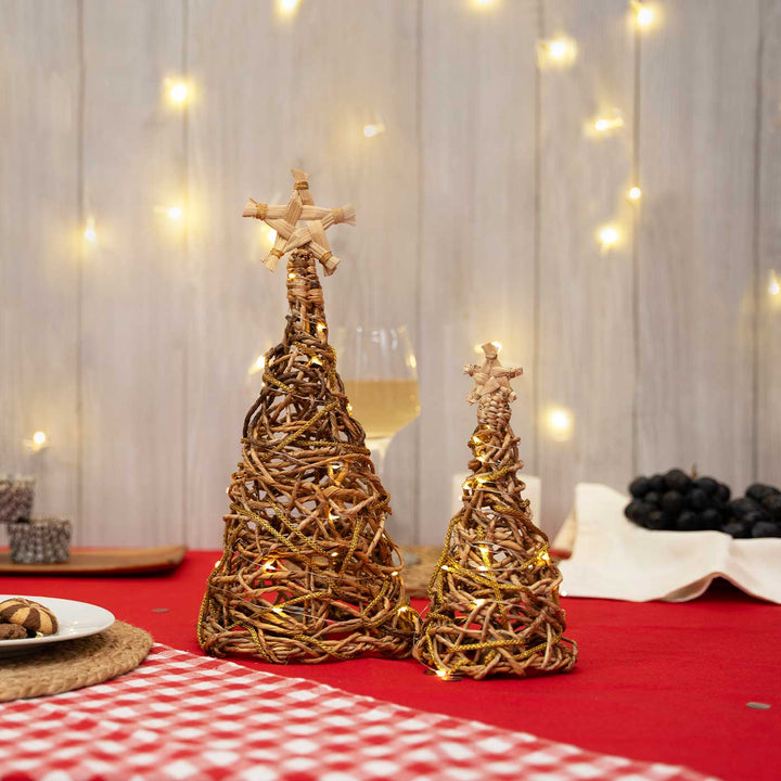 Handmade Banana Rope Star Top Christmas Tree Christmas Decor With Light