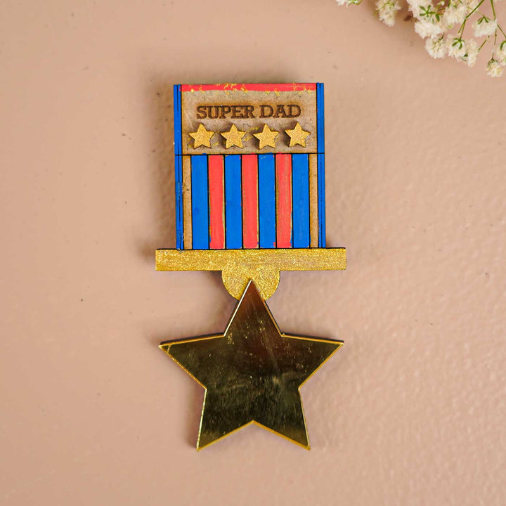 Hand-Painted Super Mom And Dad Wooden Badge