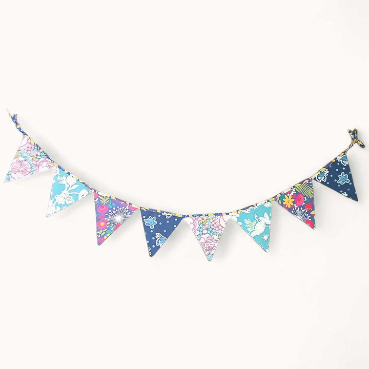 Handmade Blue Floral Upcycled Fabric Bunting
