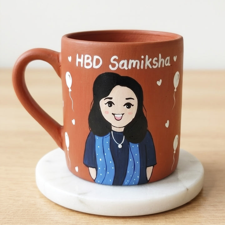 Photo Personalized Hand-Painted Birthday Twin Terracotta Mug