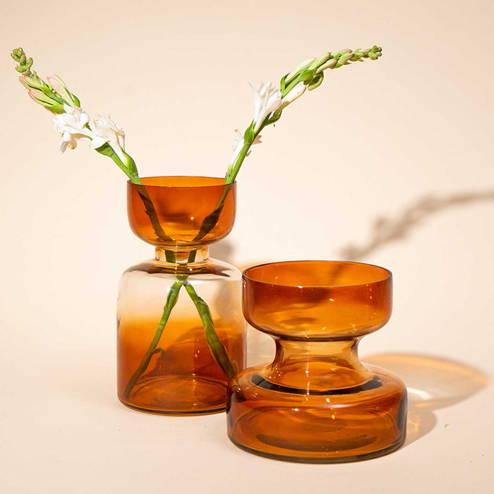 Handmade Ombre Haze Brown Glass Vase