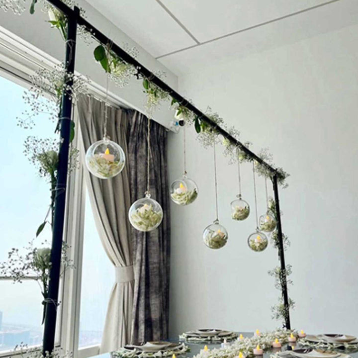 Glass Ball Table Decor Kit With Adjustable Stand & Jute Strings