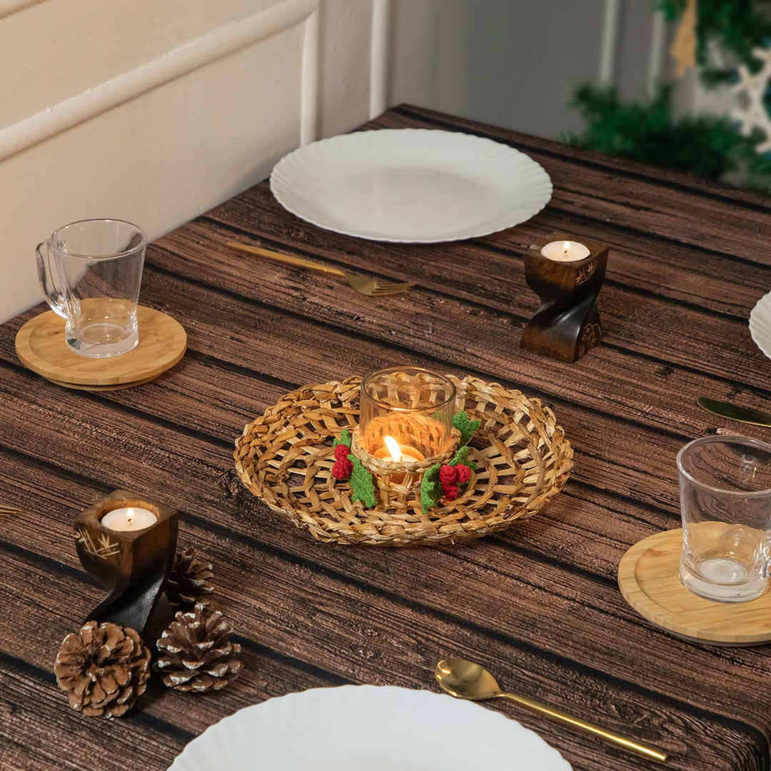 Ecofriendly Banana Holly Berry Candle Wreath