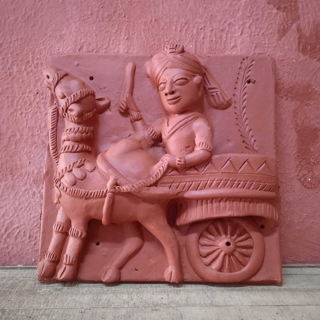 9 x 9 Inch | Rajasthan Camel | 3D Handmade Terracotta Molela Mural Wall Art Tile