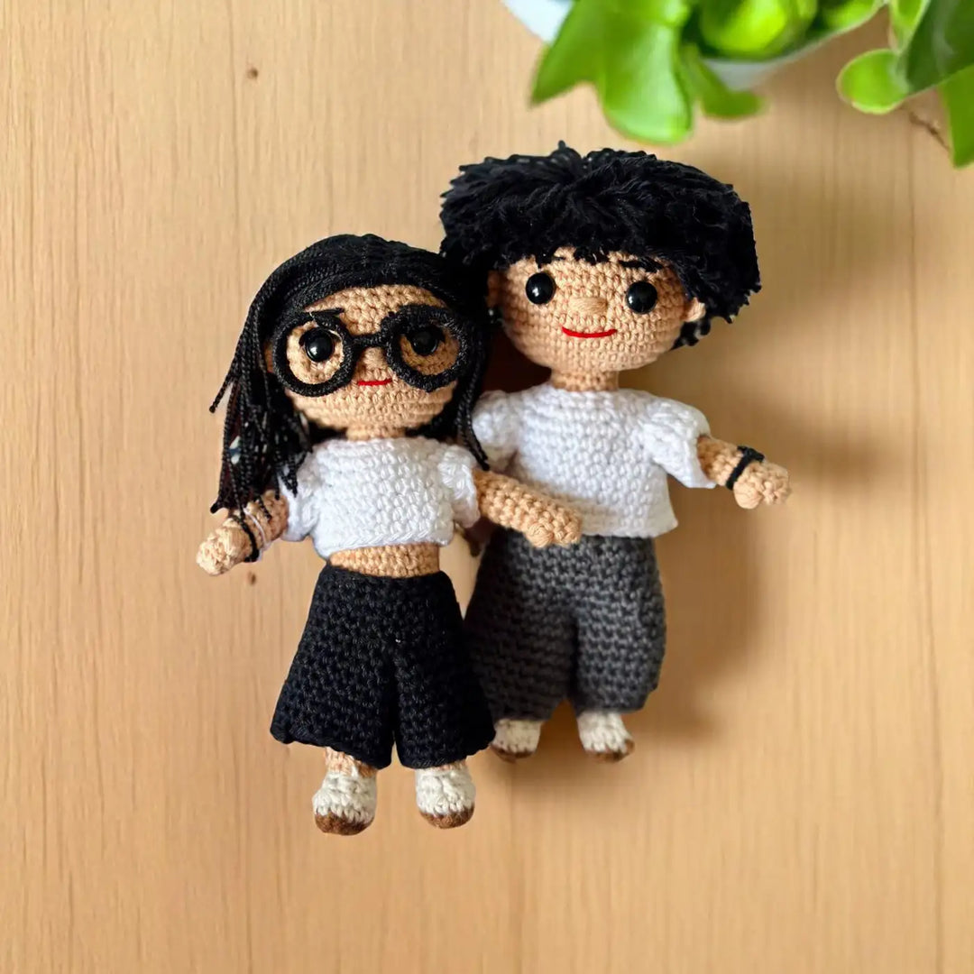 Photo Personalized Handmade Crochet Cotton Replica Doll | Set Of 2