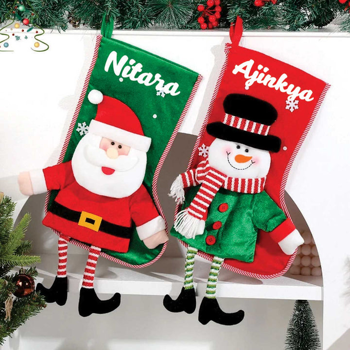 Personalized Dangling Legs Velvet Stockings For Christmas Decoration