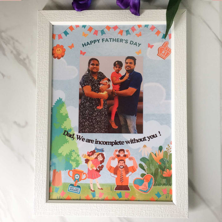 Photo Personalized "Happy Fathers Day" Thene Wooden Framed Decorative Plaque