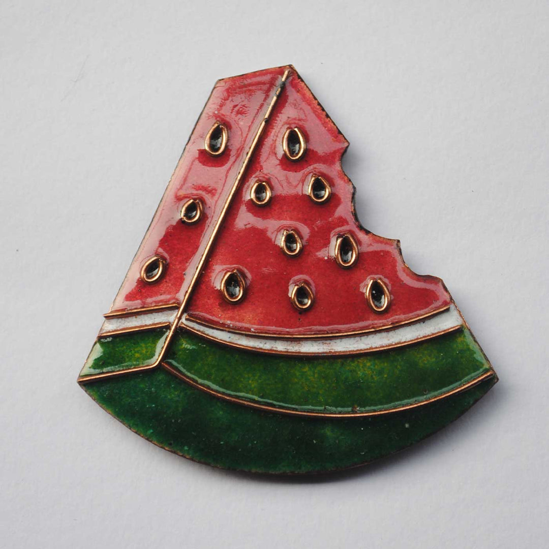 Handmade Watermelon Copper Enamel Fridge Magnet