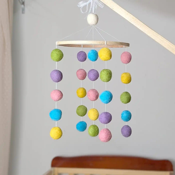 Handmade Pastel Pom Pom Felt Cot Mobile