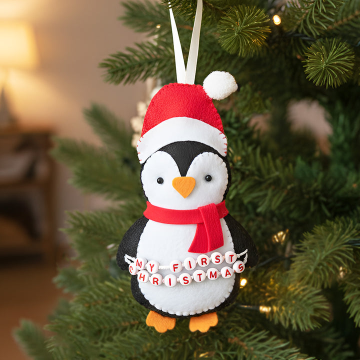 Handmade "My First Christmas" Felt Penguin Ornament For Tree Decoration