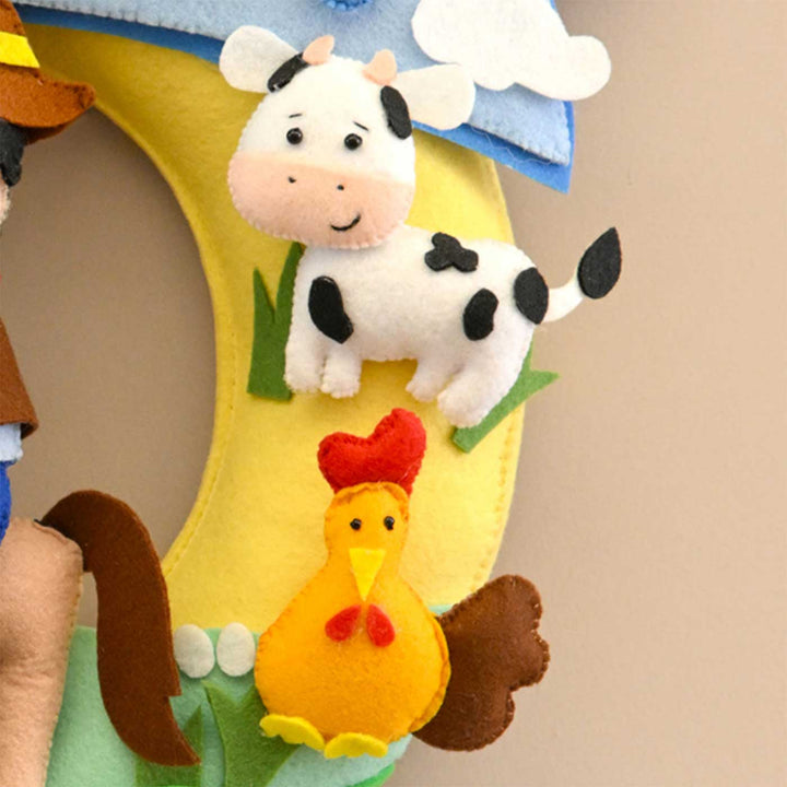 Personalized Farm Adventure Theme Round Felt Kid's Nameplate