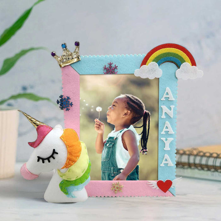Personalized Unicorn Theme Felt Photo Frame