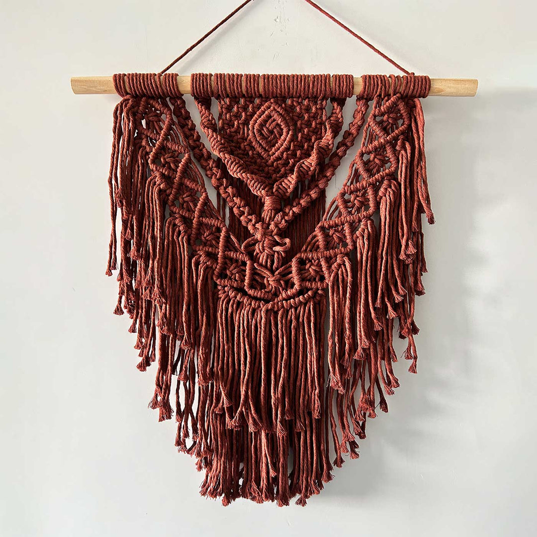 Handmade Maroon Macrame Wall Hanging