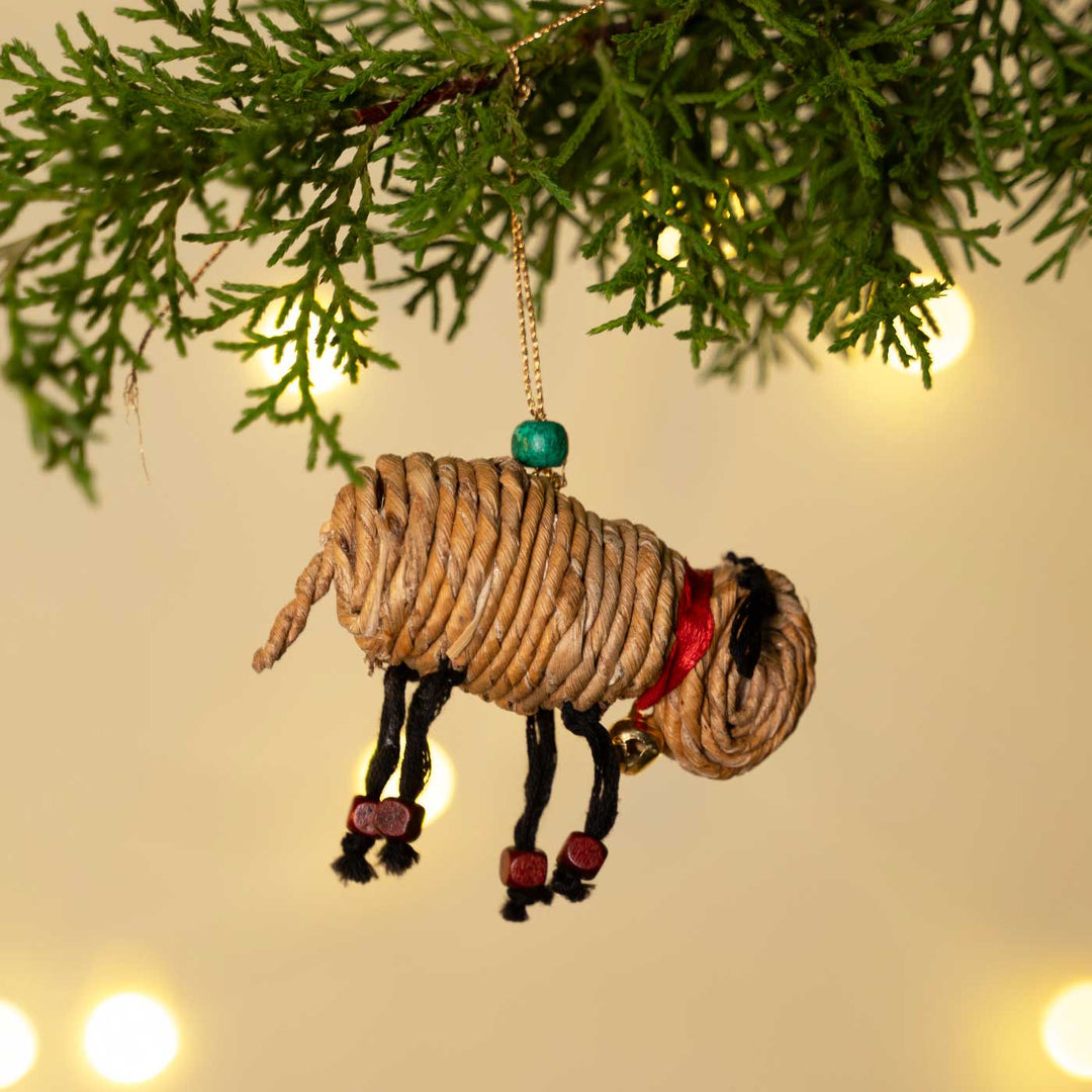 Handmade Banana Rope Sheep Hanging Christmas Ornaments
