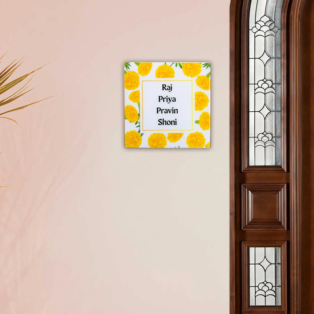 Personalized Marigold Theme Resin Name Plate