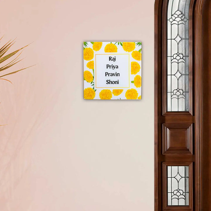 Personalized Marigold Theme Resin Name Plate