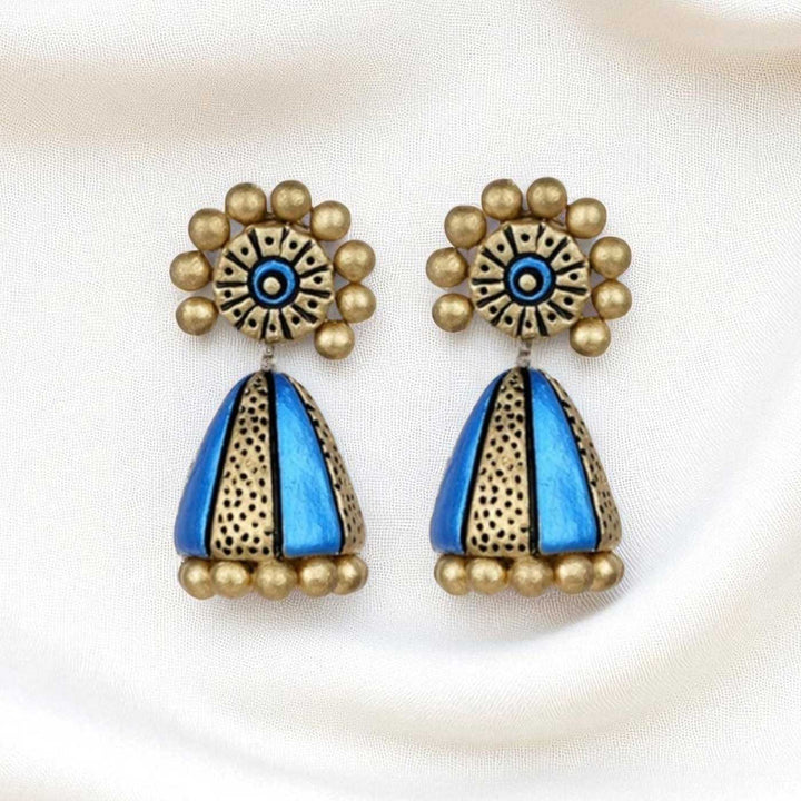 Handmade Beaded Sparkling Cone Terracotta Earrings