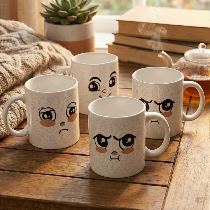 4 Pc | Personalized Hand-Illustrated Ceramic Mood Mugs