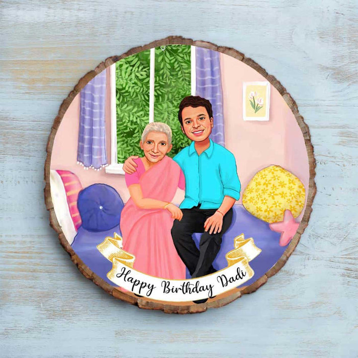 Photo Caricature Bark Nameplate with Stand