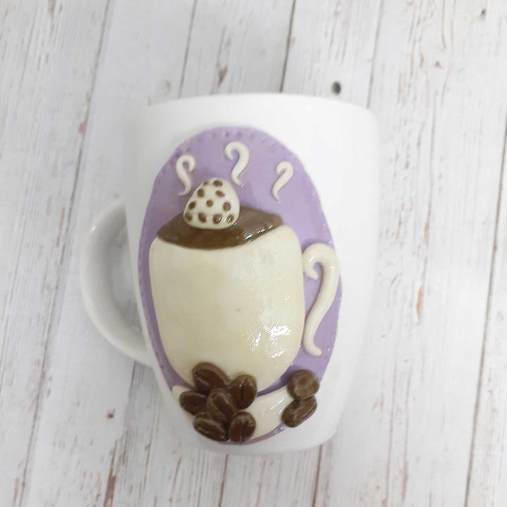 Handmade Polymer Clay Love For Coffee Theme Ceramic Mug
