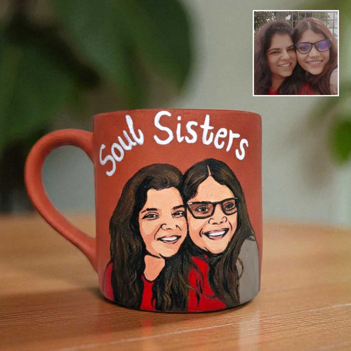 Photo Personalized Hand-Painted Soul Sister Terracotta Mug