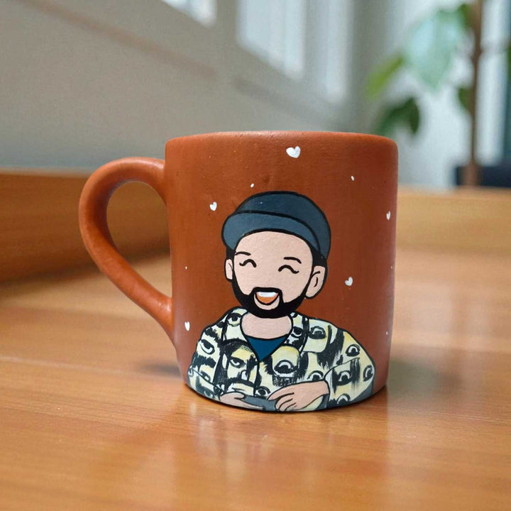 Photo Personalized Hand-Painted Cool Boy Terracotta Mug