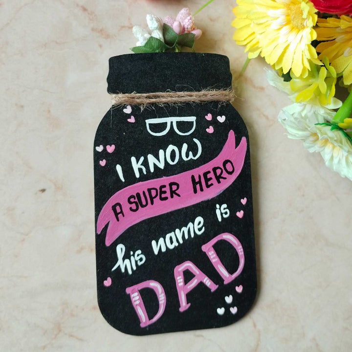 Personalized Black Jar Theme MDF Wood Fridge Magnet For Fathers