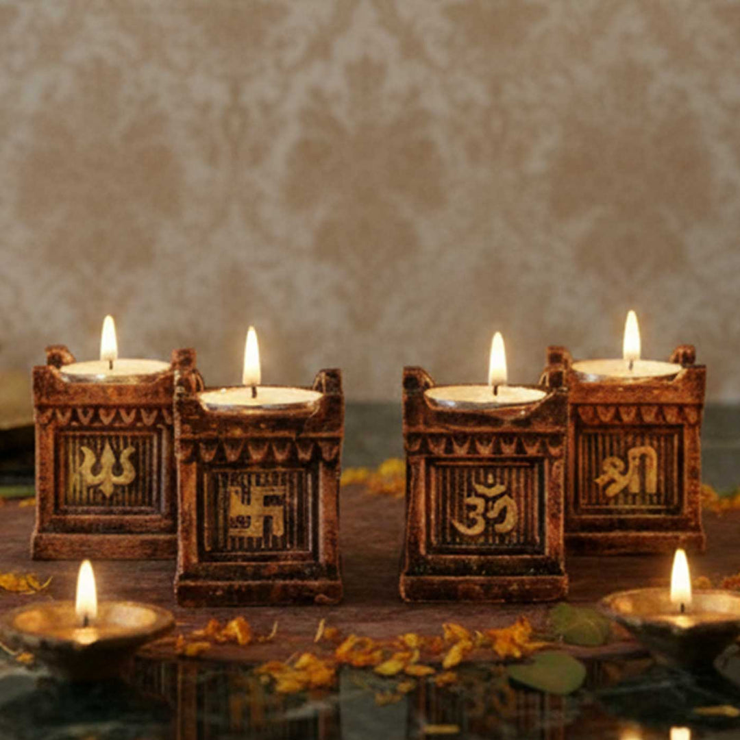 Handmade Tulsi Terracotta Oil Lamp / Diya | Set Of 4